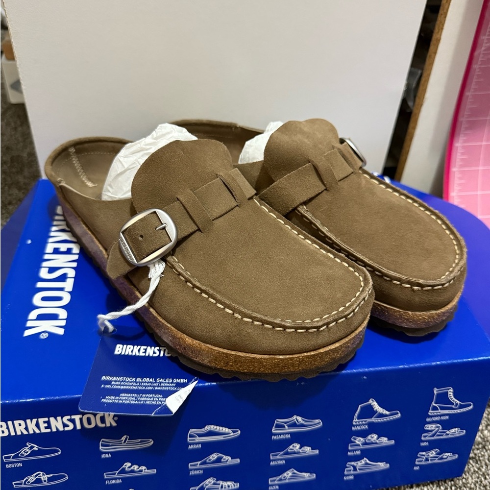 Birkenstock Tan Suede Slip-Ons